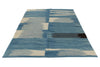 7x11 Blue and Ivory Turkish Tribal Rug