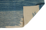 7x11 Blue and Ivory Turkish Tribal Rug