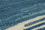7x11 Blue and Ivory Turkish Tribal Rug