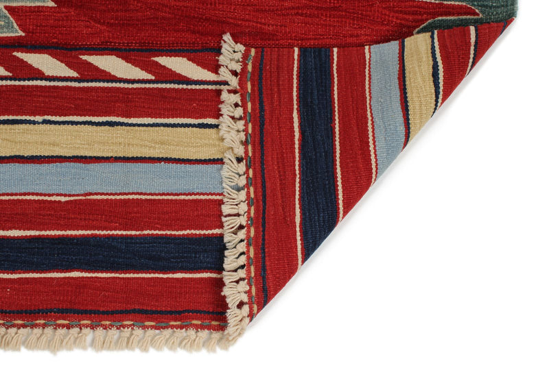 6x8 Red and Multicolor Turkish Tribal Rug
