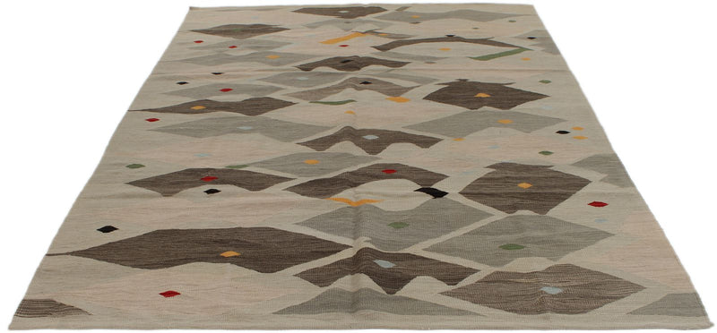 6x10 Gray Turkish Tribal Rug