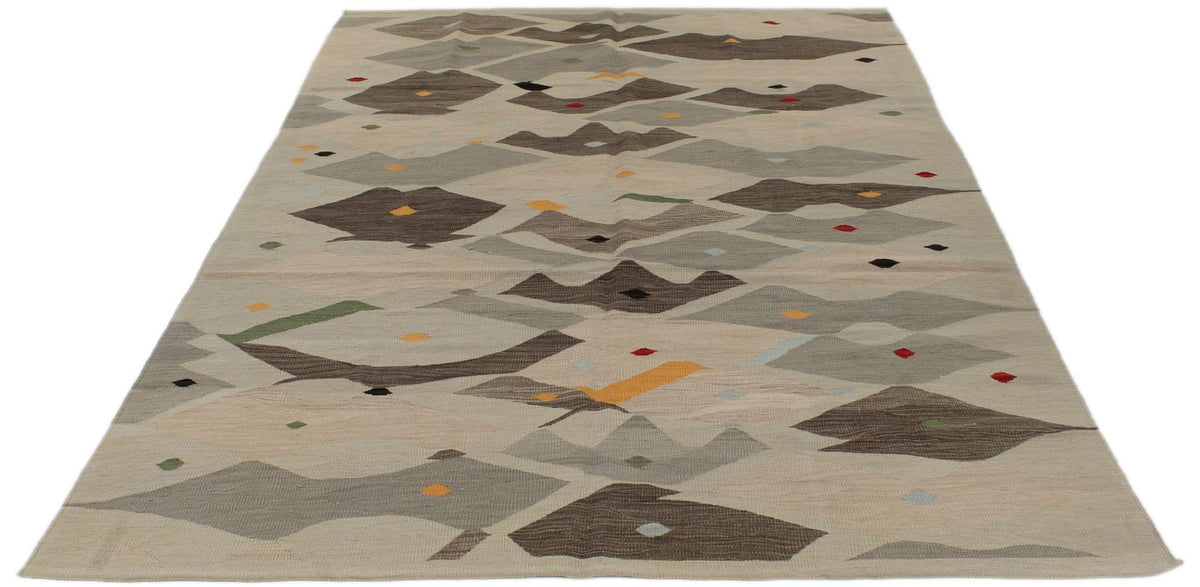 6x10 Gray Turkish Tribal Rug