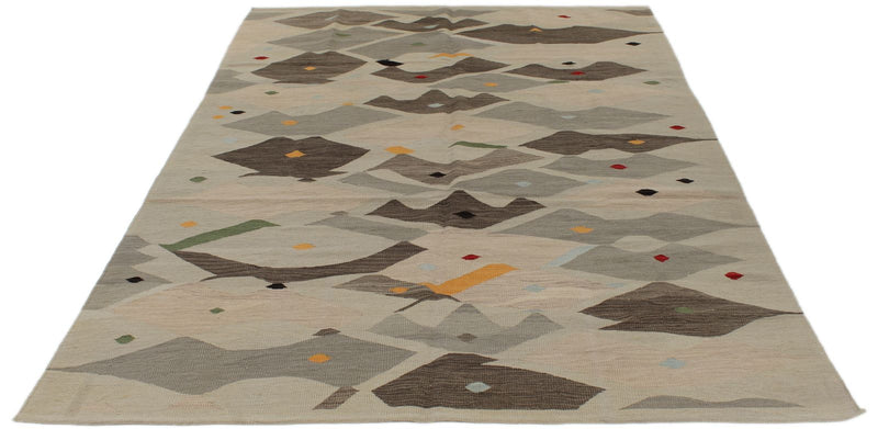 6x10 Gray Turkish Tribal Rug