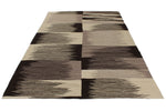 7x10 Black and Ivory Turkish Tribal Rug