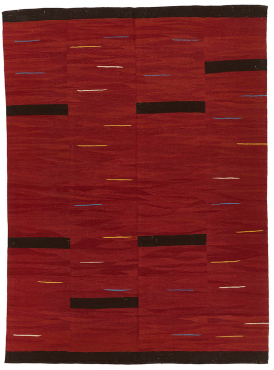 7x10 Red and Black Turkish Tribal Rug