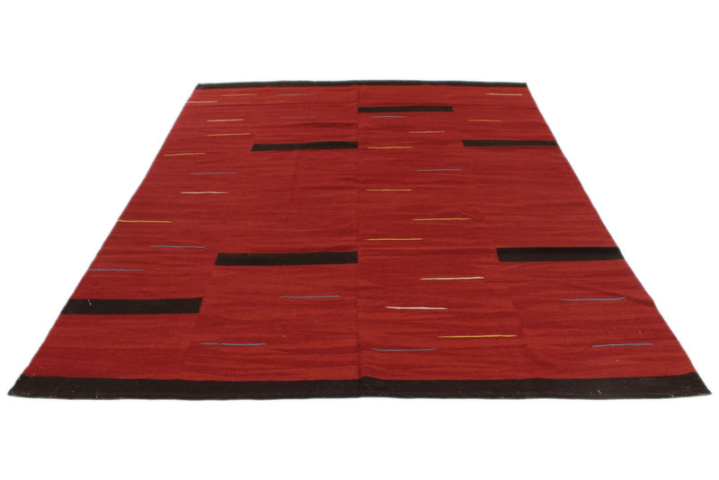 7x10 Red and Black Turkish Tribal Rug