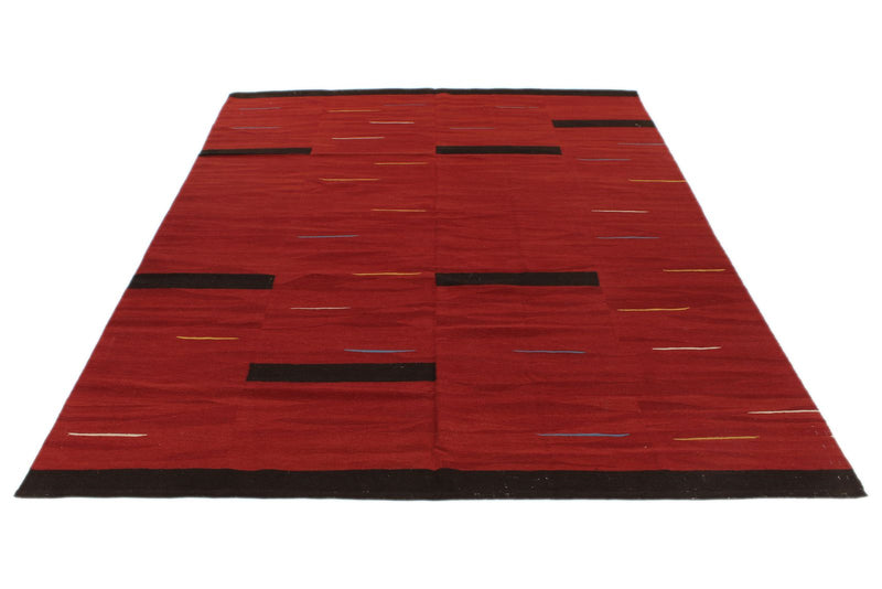 7x10 Red and Black Turkish Tribal Rug