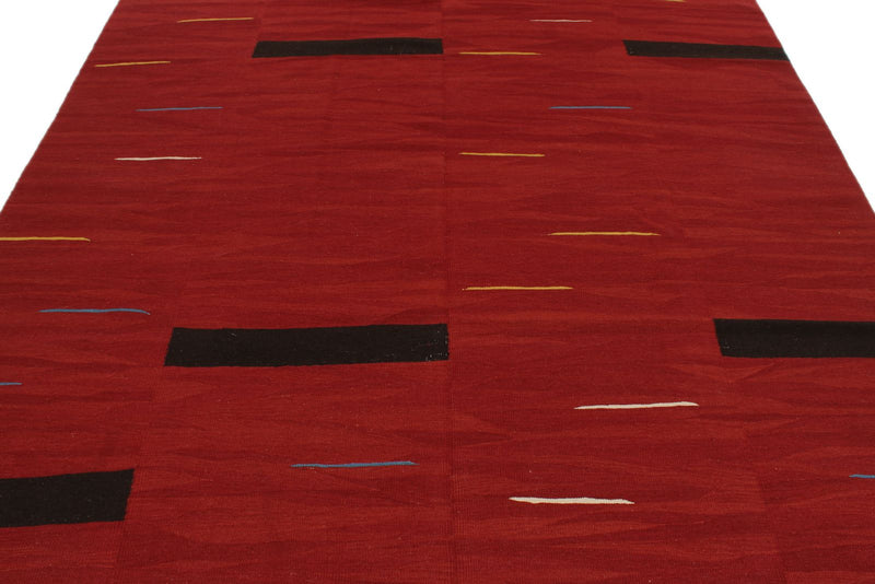 7x10 Red and Black Turkish Tribal Rug