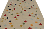 6x8 Ivory and Multicolor Turkish Tribal Rug