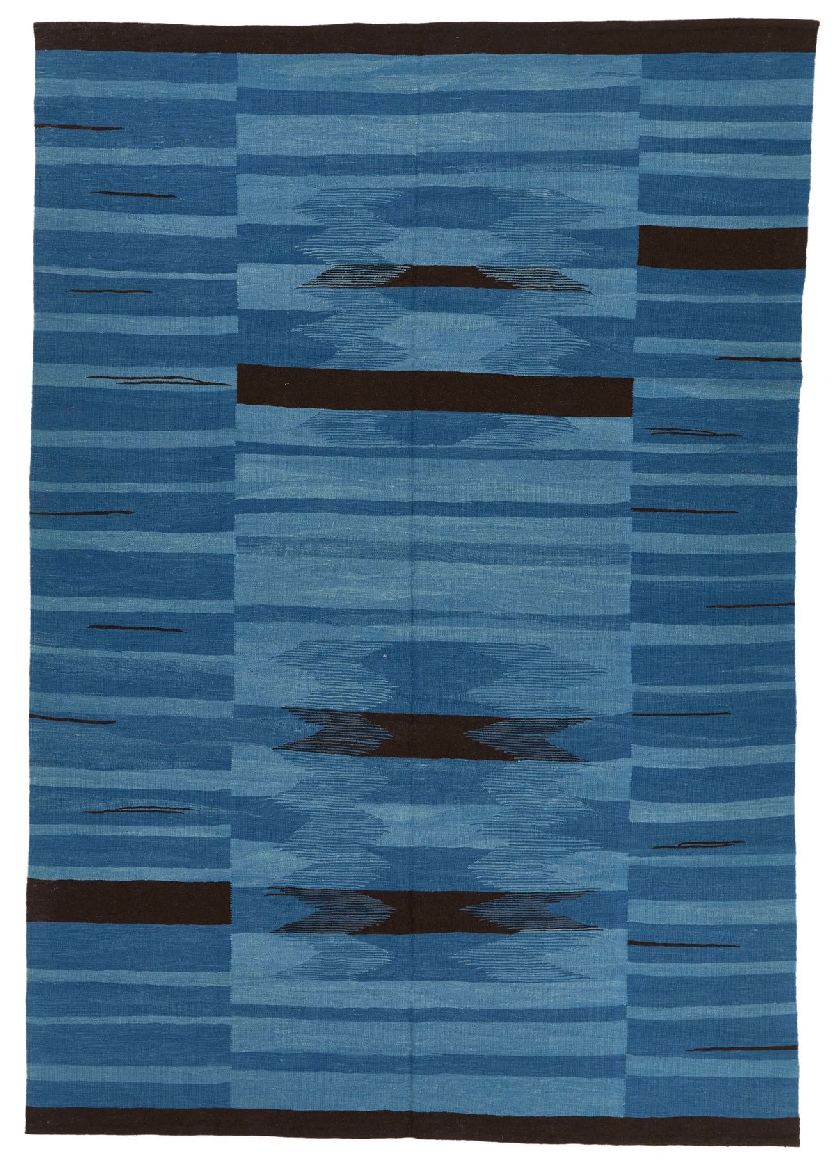 7x10 Blue Turkish Tribal Rug