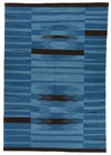 7x10 Blue Turkish Tribal Rug