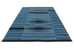 7x10 Blue Turkish Tribal Rug