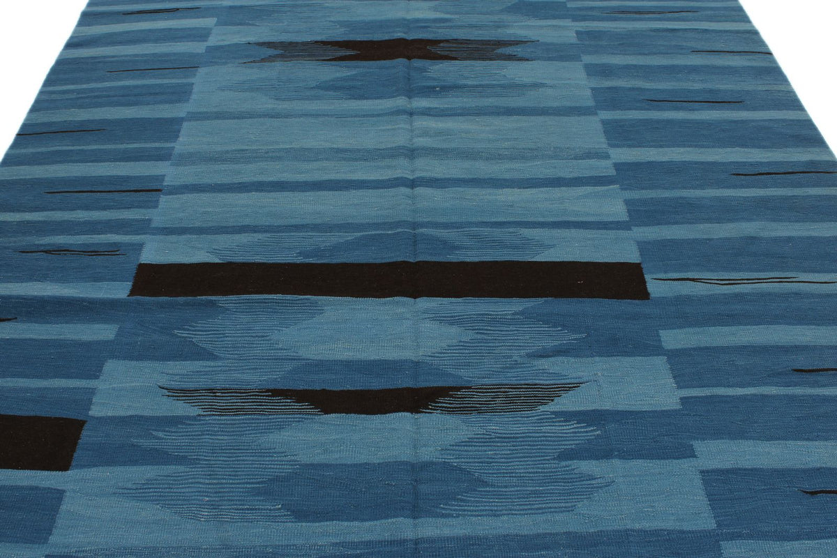 7x10 Blue Turkish Tribal Rug