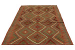 6x9 Green and Multicolor Turkish Tribal Rug