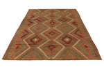 6x9 Green and Multicolor Turkish Tribal Rug