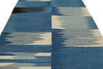 7x11 Blue and White Turkish Tribal Rug