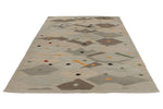 7x10 Gray and Light Grey Turkish Tribal Rug