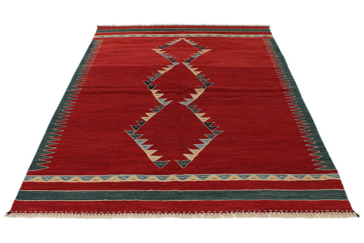 6x8 Red and Multicolor Turkish Tribal Rug