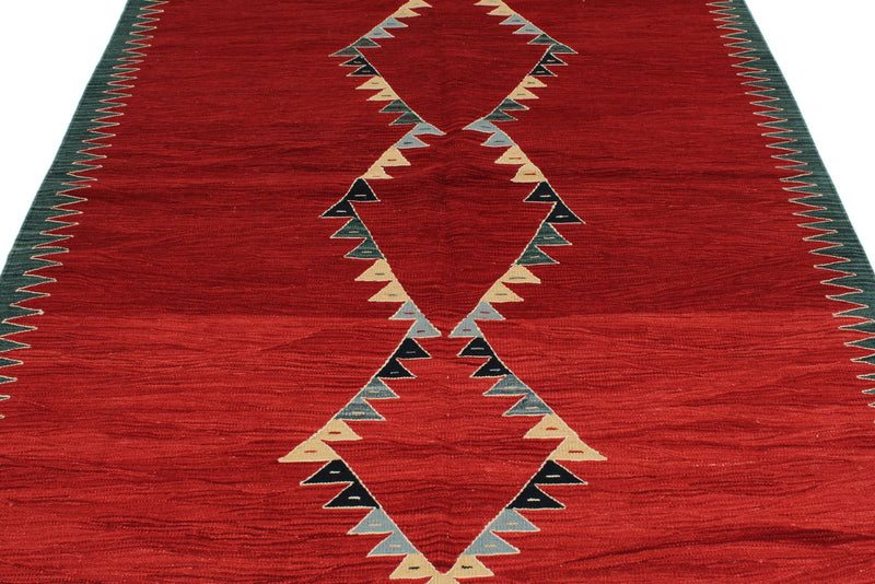 6x8 Red and Multicolor Turkish Tribal Rug