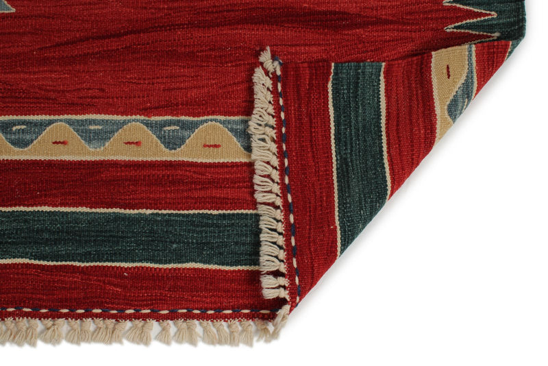 6x8 Red and Multicolor Turkish Tribal Rug