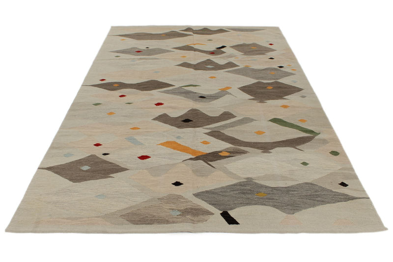 6x10 Gray and Multicolor Turkish Tribal Rug