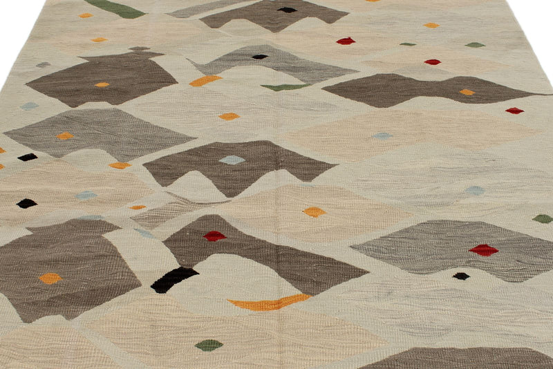 6x10 Gray and Multicolor Turkish Tribal Rug