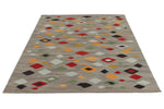 6x8 Gray and Multicolor Turkish Tribal Rug