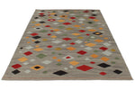 6x8 Gray and Multicolor Turkish Tribal Rug
