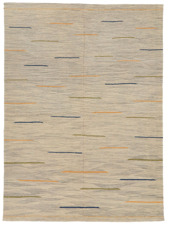 6x8 Blue and Multicolor Turkish Tribal Rug