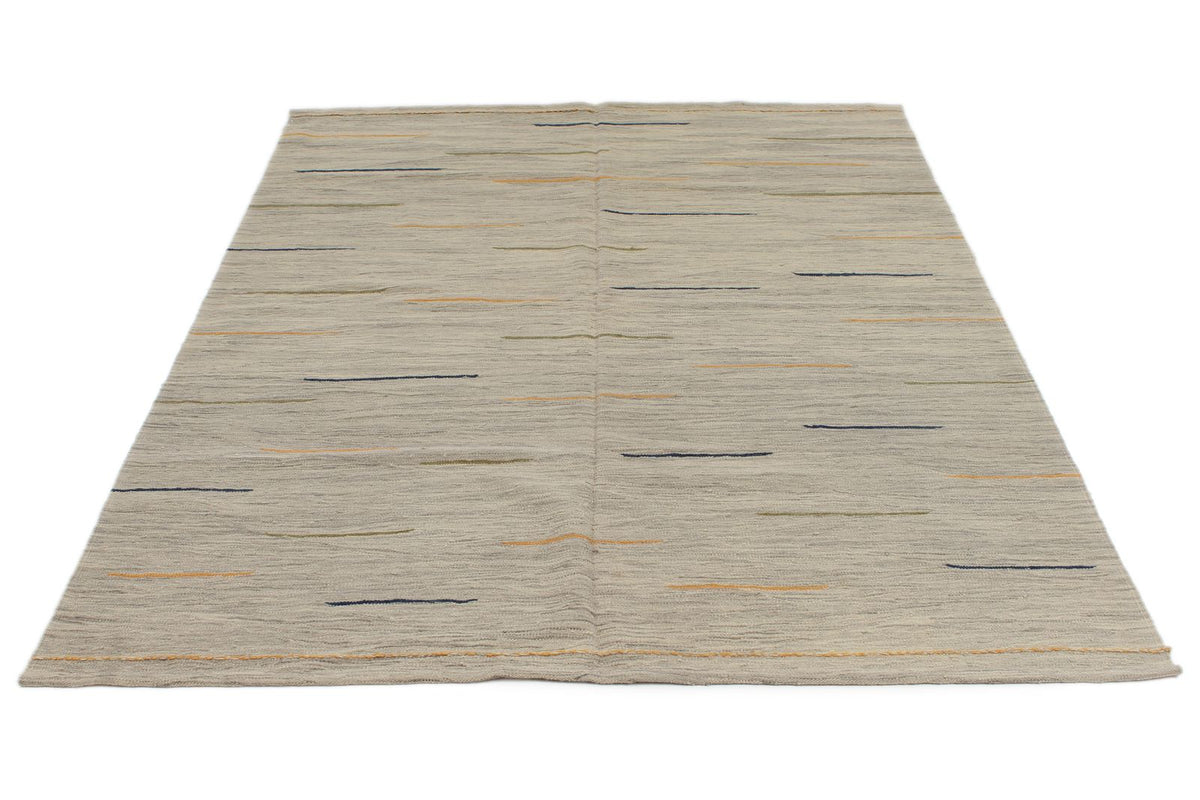 6x8 Blue and Multicolor Turkish Tribal Rug