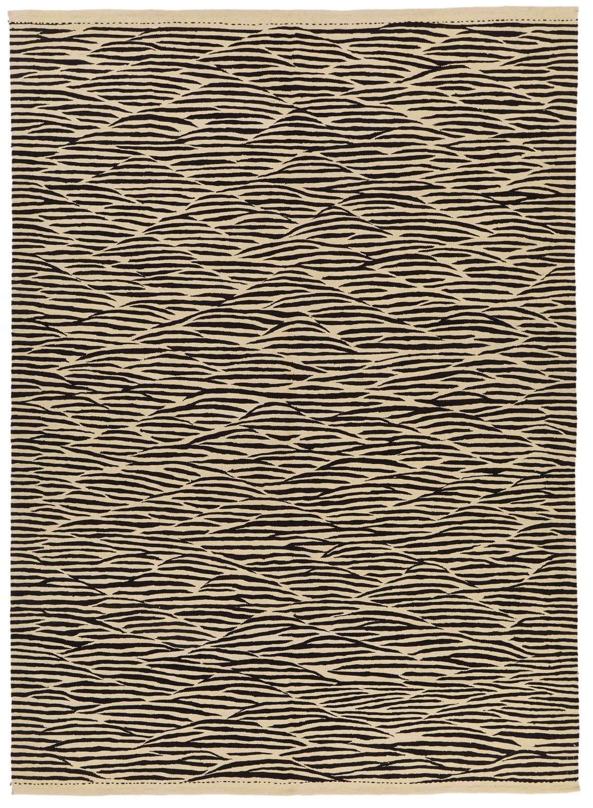 7x10 Black and White Turkish Tribal Rug