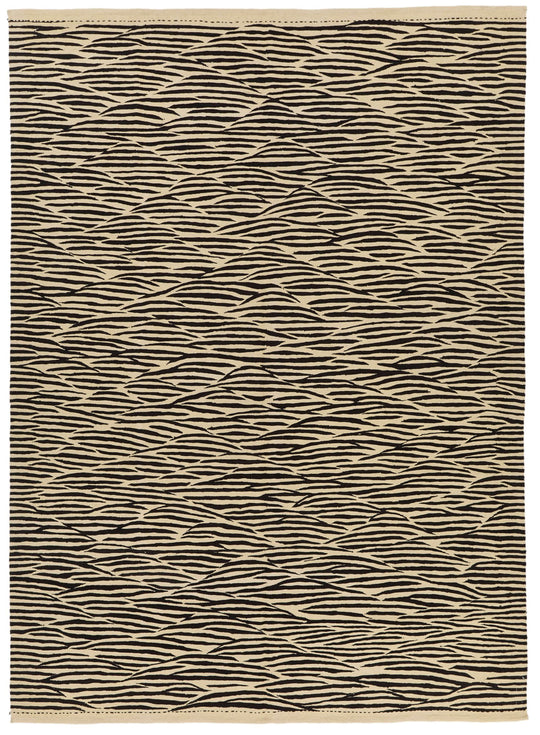 7x10 Black and White Turkish Tribal Rug