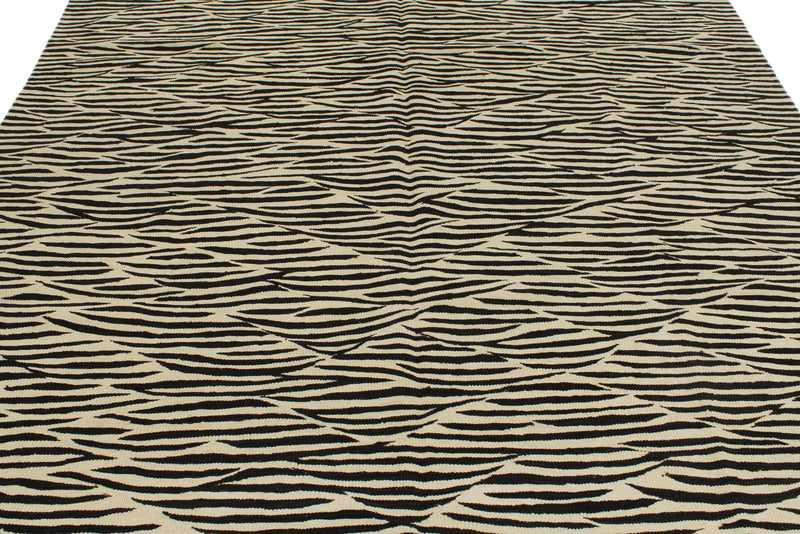 7x10 Black and White Turkish Tribal Rug