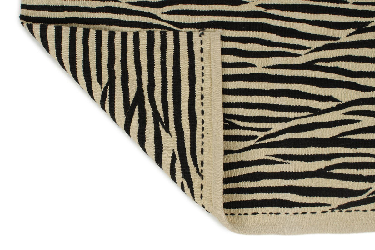 7x10 Black and White Turkish Tribal Rug