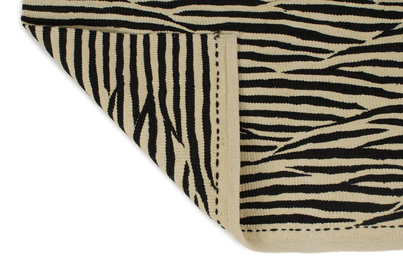 7x10 Black and White Turkish Tribal Rug