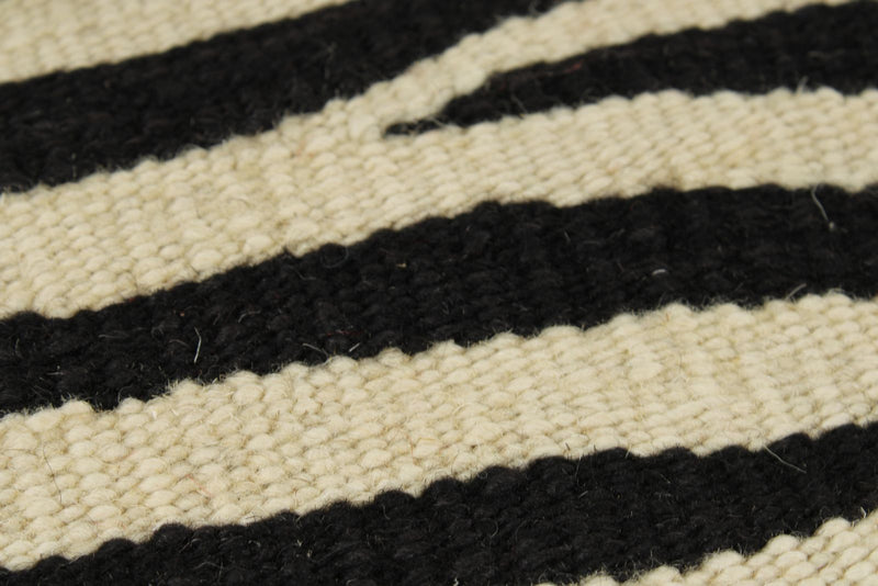7x10 Black and White Turkish Tribal Rug