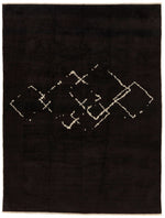 9x12 Brown and Ivory Turkish Tribal Rug