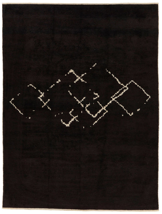 9x12 Brown and Ivory Turkish Tribal Rug