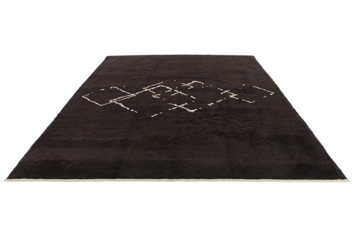 9x12 Brown and Ivory Turkish Tribal Rug
