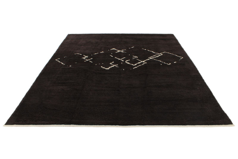 9x12 Brown and Ivory Turkish Tribal Rug