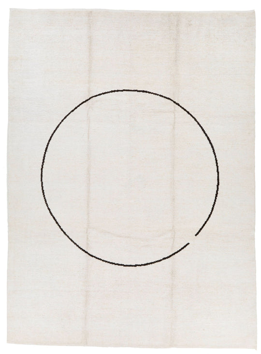 9x12 White and Black Turkish Tribal Rug