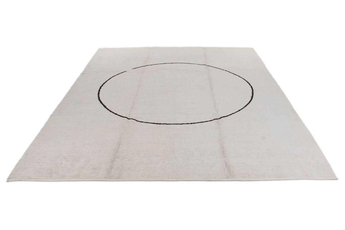 9x12 White and Black Turkish Tribal Rug
