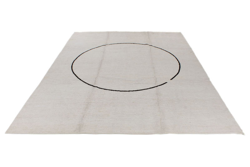 9x12 White and Black Turkish Tribal Rug