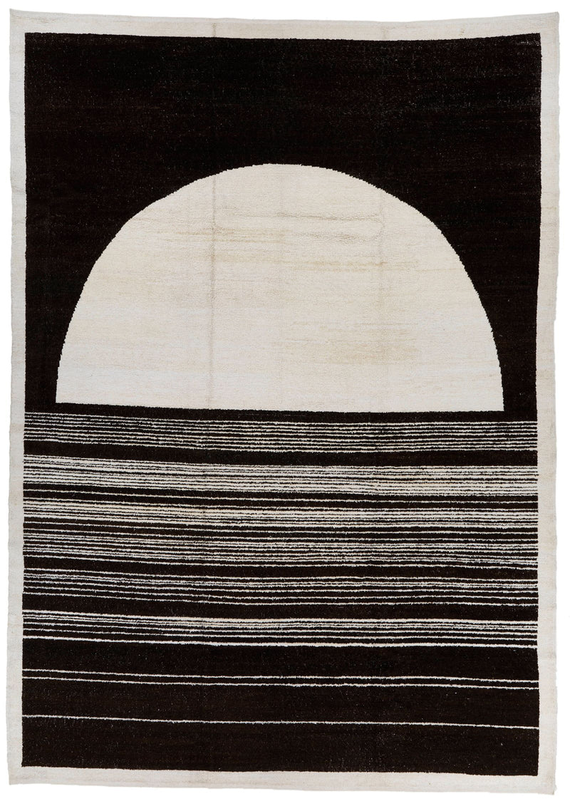 10x14 Black and White Turkish Tribal Rug
