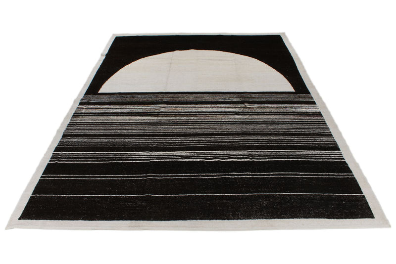 10x14 Black and White Turkish Tribal Rug