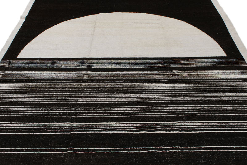 10x14 Black and White Turkish Tribal Rug