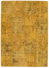 6x8 Mustard and Brown Patchwork Rug