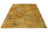 6x8 Mustard and Brown Patchwork Rug