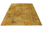 6x8 Mustard and Brown Patchwork Rug