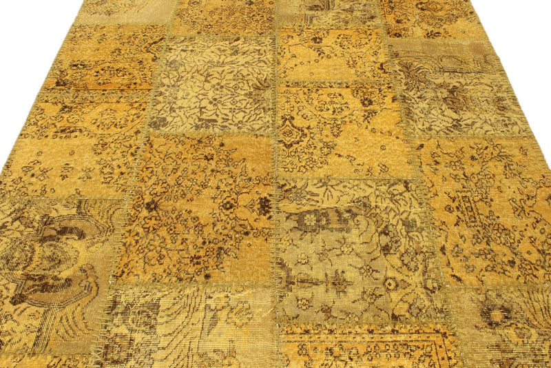 6x8 Mustard and Brown Patchwork Rug